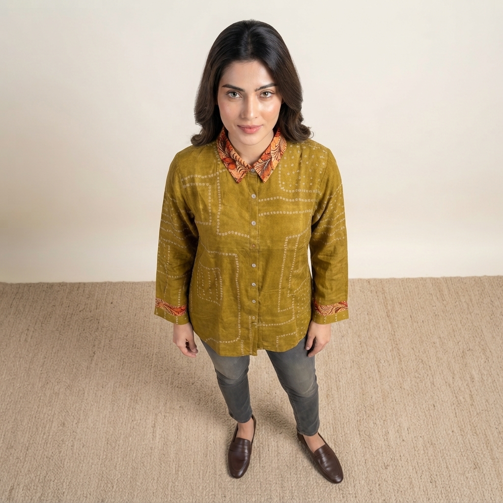 Bandhani With Kalamkari Shirt thumbnail 2