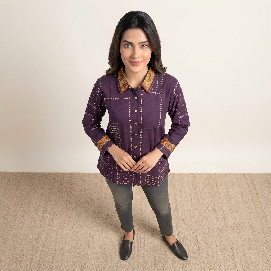 Bandhani With Kalamkari Shirt thumbnail 2
