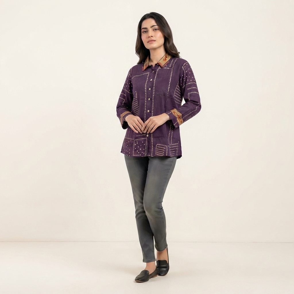 Bandhani With Kalamkari Shirt thumbnail 3