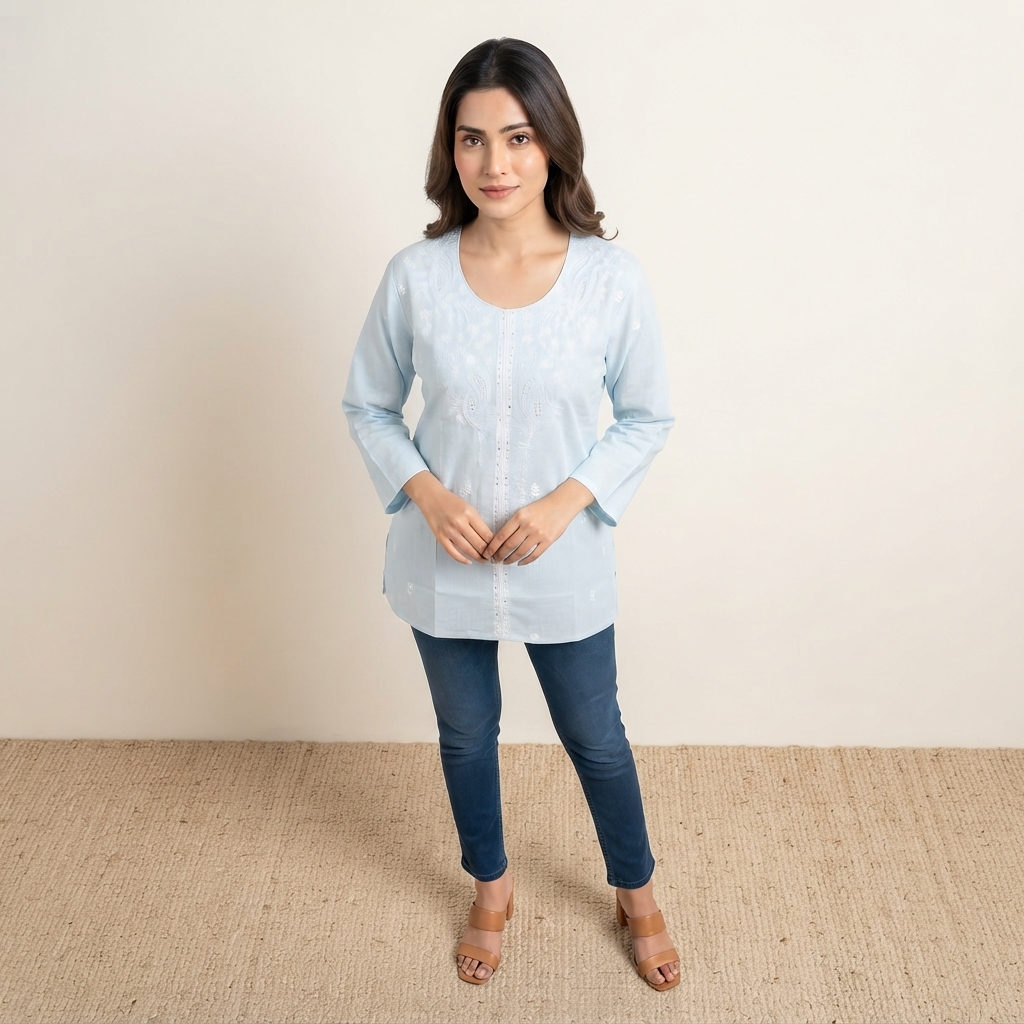 Thread Work Short Kurta thumbnail 2